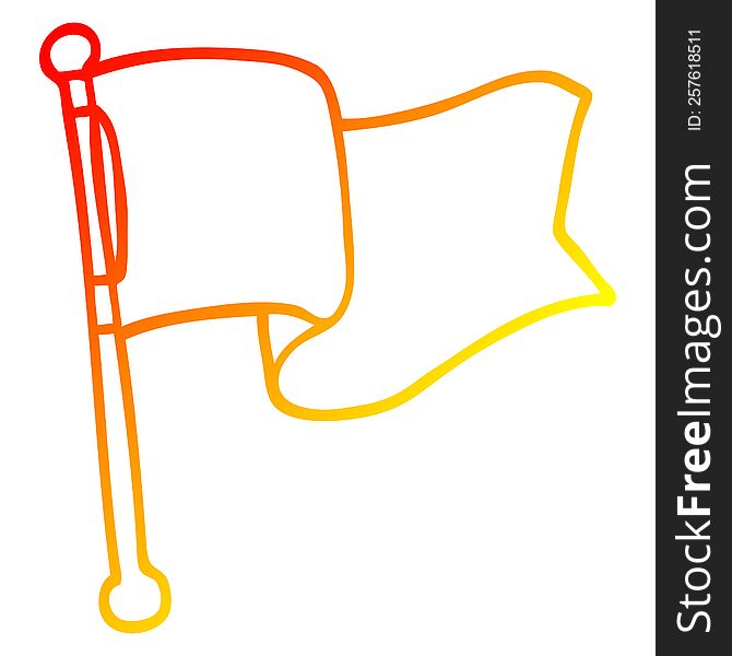 warm gradient line drawing of a cartoon white flag waving