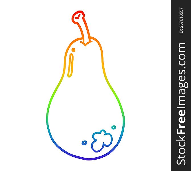 Rainbow Gradient Line Drawing Cartoon Pear