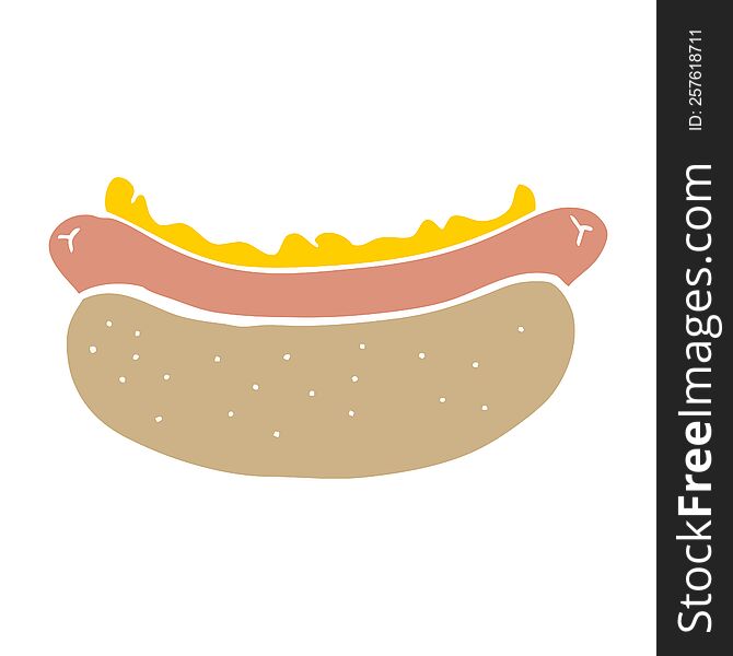 flat color style cartoon hotdog