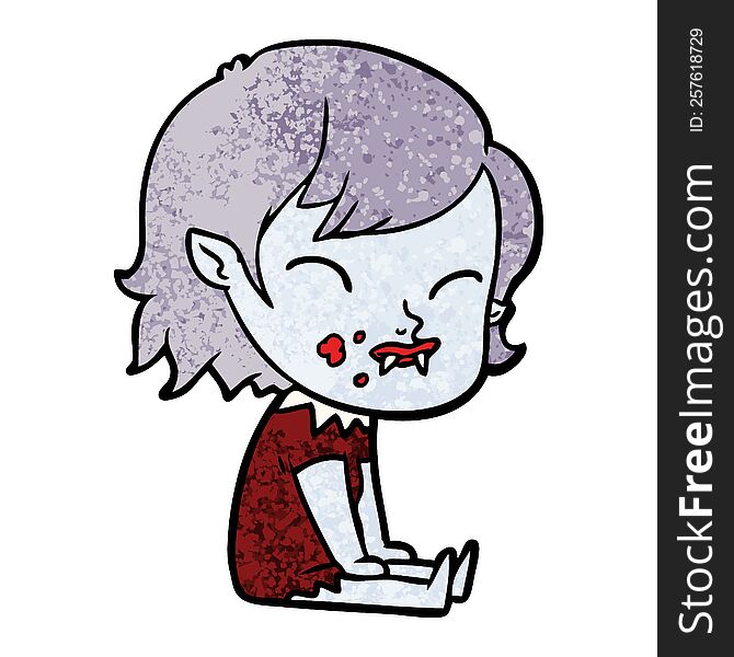 cartoon vampire girl with blood on cheek. cartoon vampire girl with blood on cheek