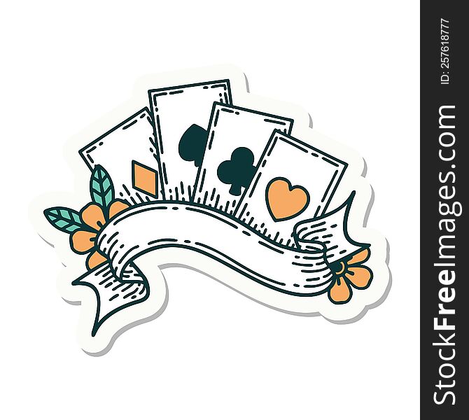 sticker of tattoo in traditional style of cards and banner. sticker of tattoo in traditional style of cards and banner