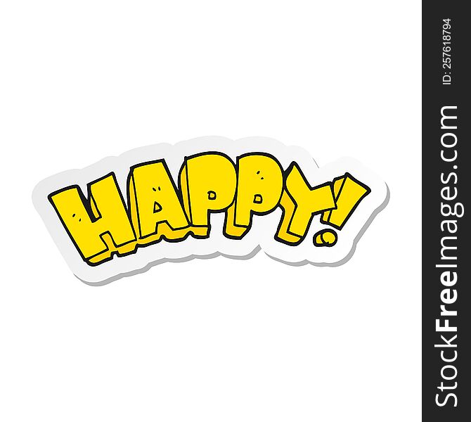 Sticker Of A Cartoon Happy Text Symbol