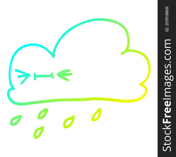 Cold Gradient Line Drawing Cartoon Happy Grey Cloud