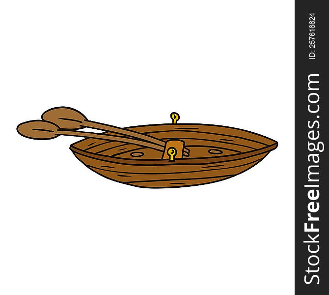 cartoon doodle of a wooden boat