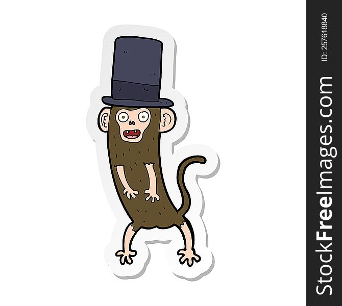 Sticker Of A Cartoon Monkey In Top Hat
