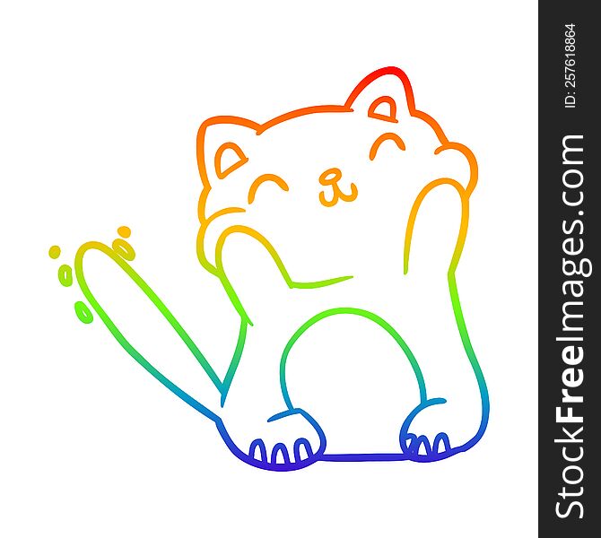 rainbow gradient line drawing very happy cute cat