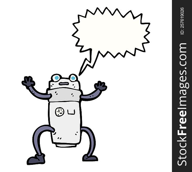Cartoon Robot With Speech Bubble