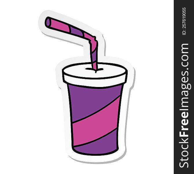 Sticker Cartoon Doodle Of Fastfood Drink