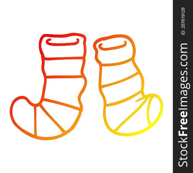 Warm Gradient Line Drawing Cartoon Striped Socks