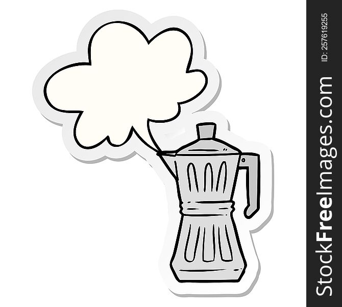 Cartoon Espresso Maker And Speech Bubble Sticker