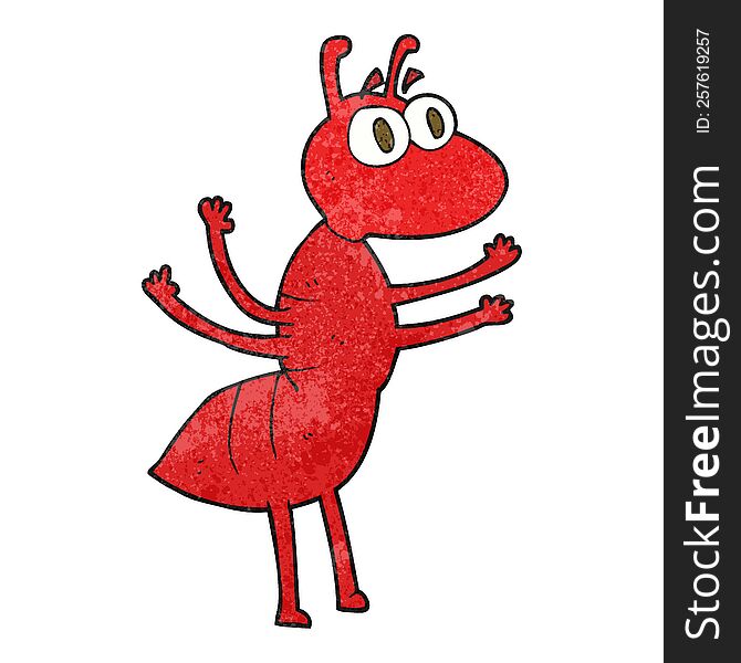 freehand textured cartoon ant