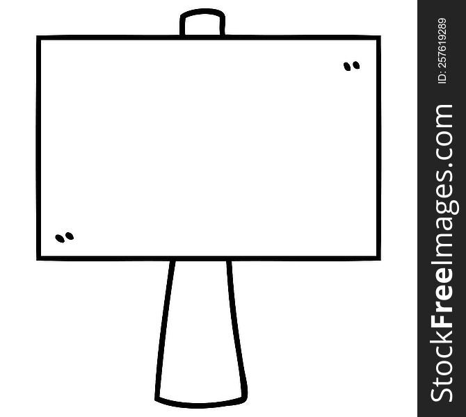 line doodle of a blank signpost. line doodle of a blank signpost