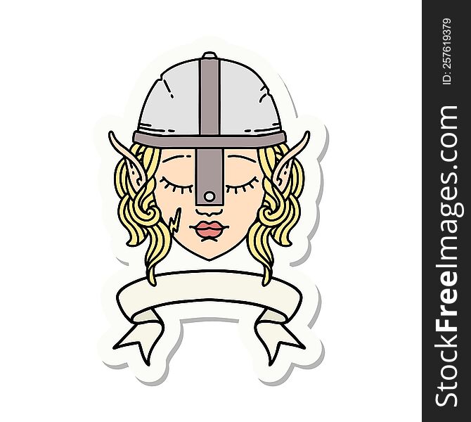 Elf Fighter Character Face With Banner Sticker