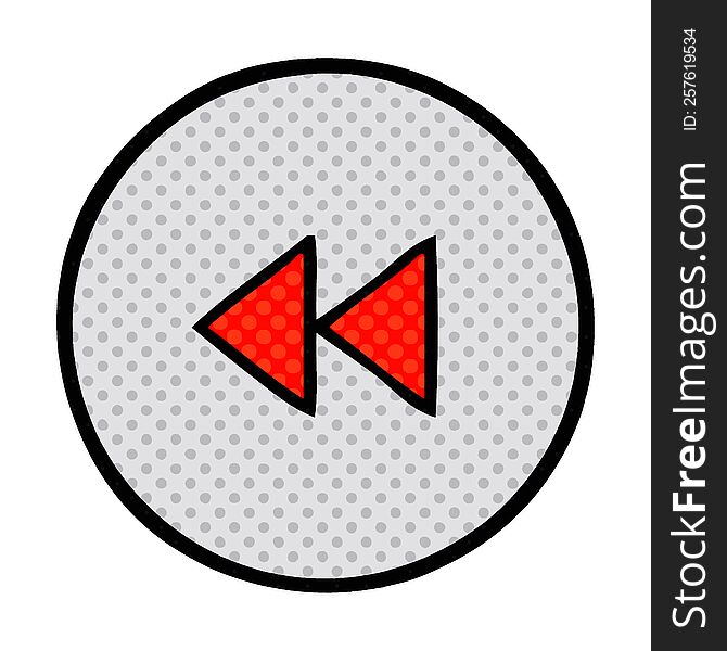 comic book style cartoon of a rewind button