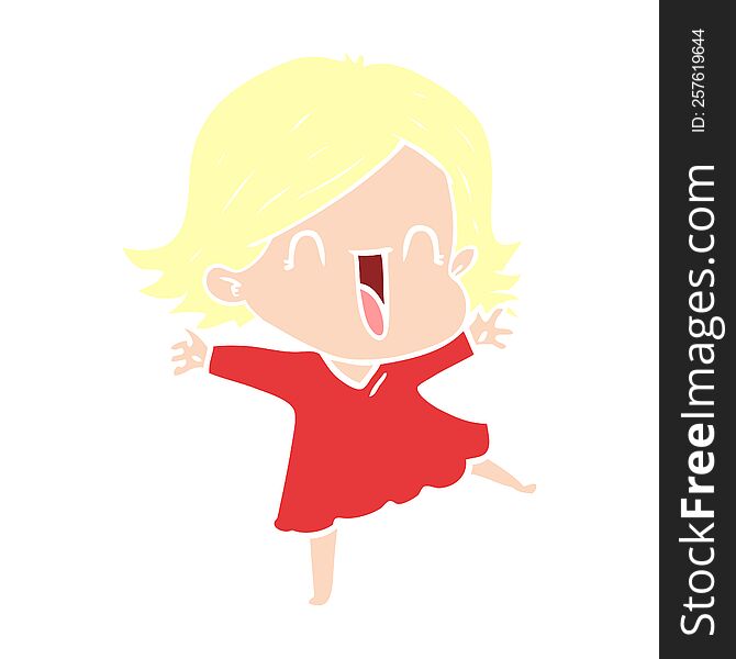 flat color style cartoon laughing woman