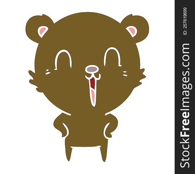 Happy Laughing Flat Color Style Cartoon Bear
