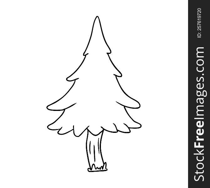 hand drawn line drawing doodle of woodland pine trees