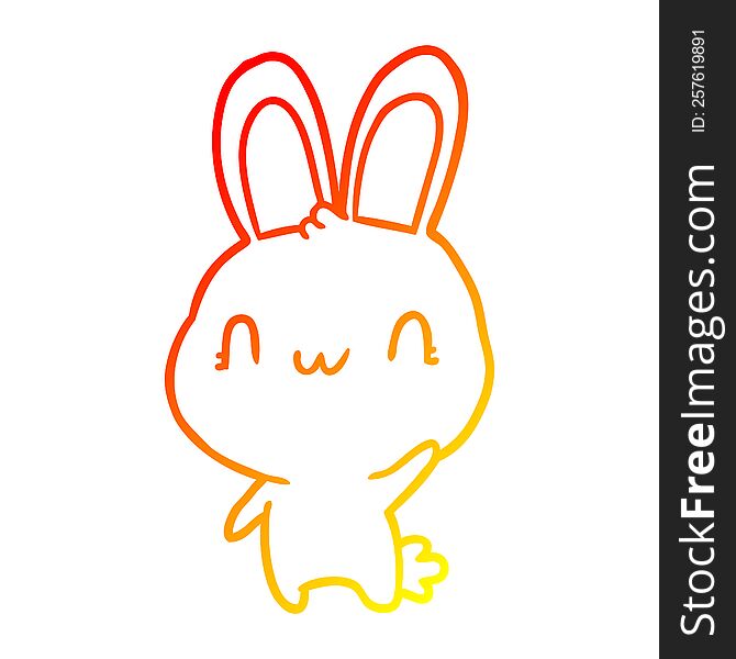 Warm Gradient Line Drawing Cute Rabbit Waving