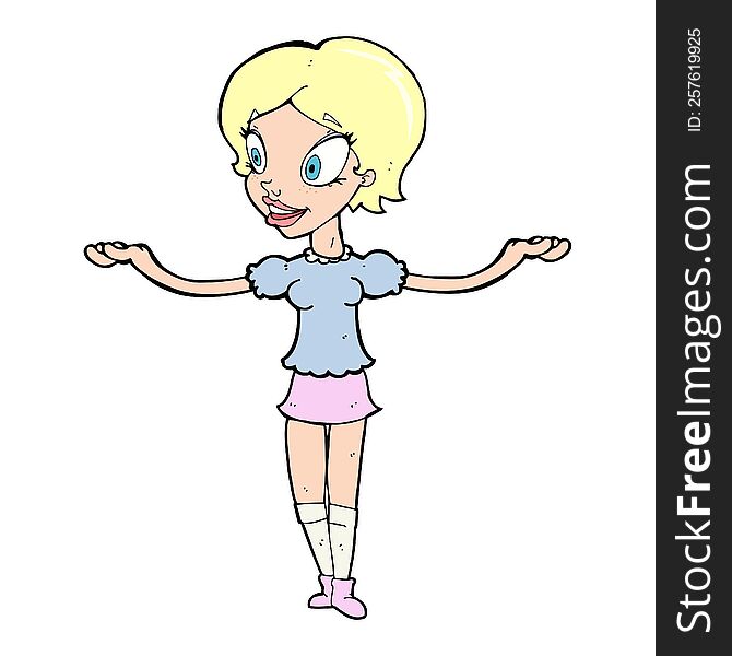 Cartoon Woman With Arms Spread Wide