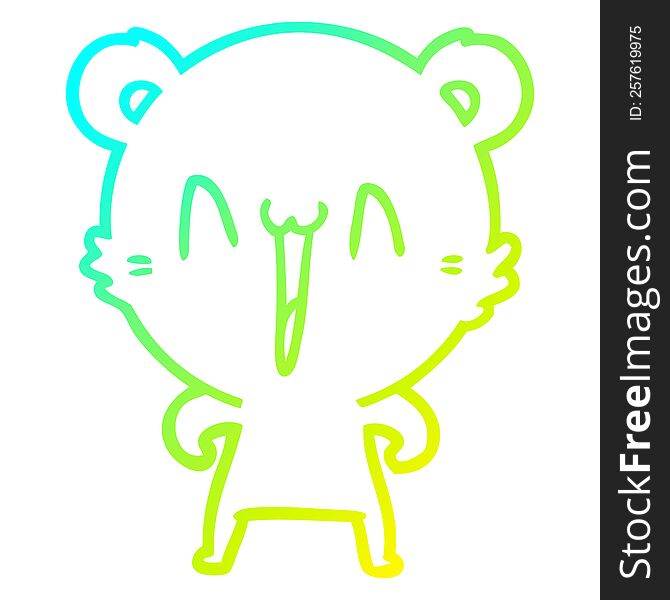 Cold Gradient Line Drawing Happy Polar Bear Cartoon