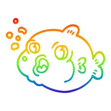 Rainbow Gradient Line Drawing Cartoon Fish Blowing Bubbles Royalty Free Stock Photography Rainbow Gradient Line Drawing Cartoon Fish Blowing Bubbles Royalty Free Stock Photography