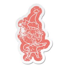 Cartoon Distressed Sticker Of A Pointing Woman Wearing Spectacles Wearing Santa Hat Royalty Free Stock Photo Cartoon Distressed Sticker Of A Pointing Woman Wearing Spectacles Wearing Santa Hat Royalty Free Stock Photo