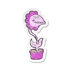 Retro Distressed Sticker Of A Cartoon Monster Plant Royalty Free Stock Photography