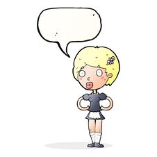 Free Cartoon Woman In French Maid Outfit With Speech Bubble Stock Photography - 257622002