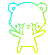 Cold Gradient Line Drawing Crying Cartoon Polarbear Stock Photography