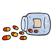 Grunge Textured Illustration Cartoon Jar Of Pills Royalty Free Stock Photography