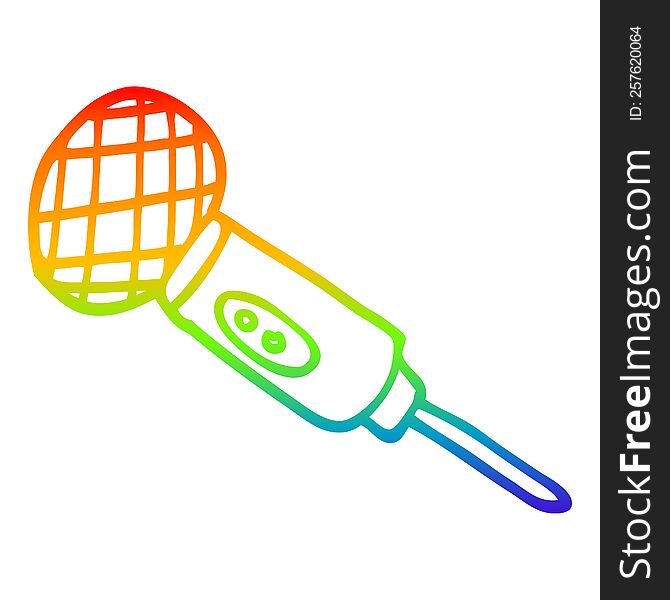 Rainbow Gradient Line Drawing Cartoon Microphone