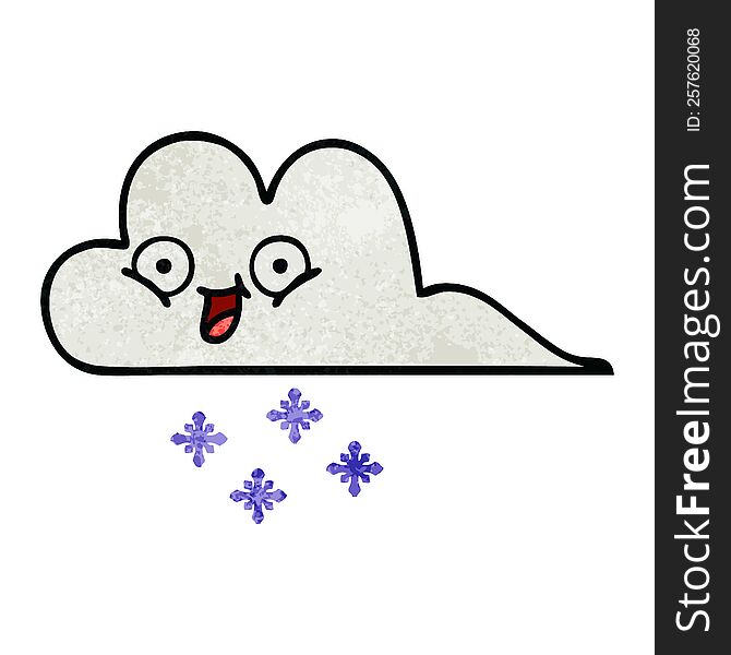 retro grunge texture cartoon of a snow cloud