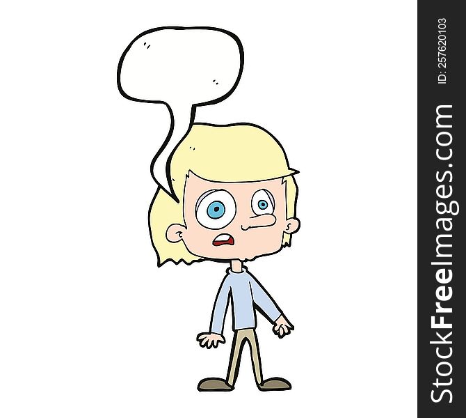 cartoon worried boy with speech bubble