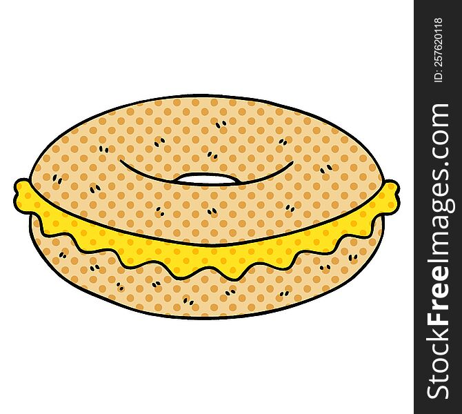 comic book style quirky cartoon cheese bagel. comic book style quirky cartoon cheese bagel