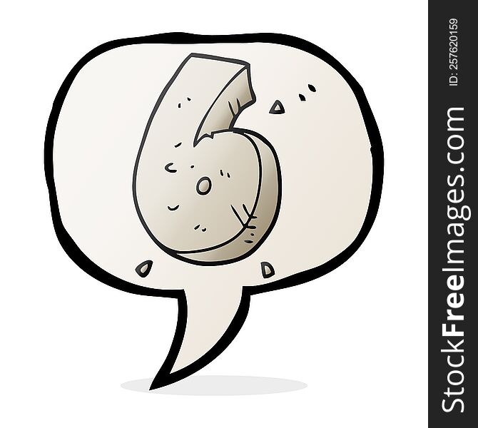 speech bubble cartoon stone number six