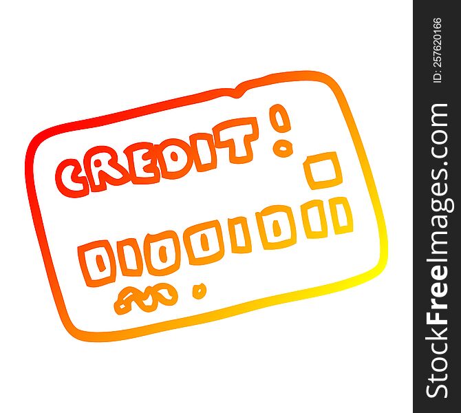 warm gradient line drawing of a cartoon credit card