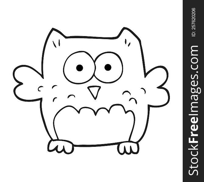 black and white cartoon owl