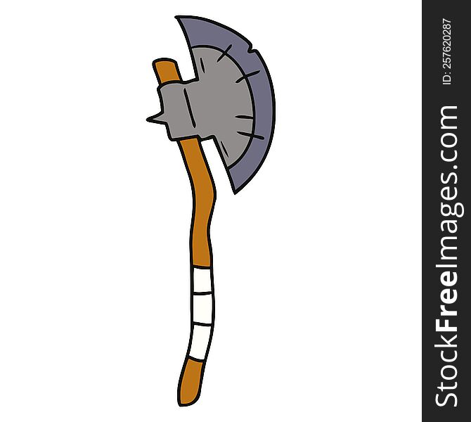 hand drawn cartoon doodle of a medieval axe