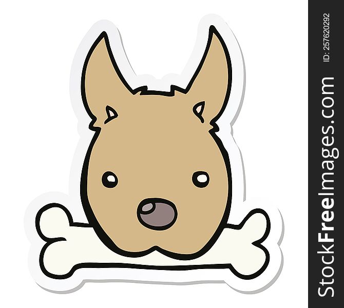 sticker of a cartoon dog with bone