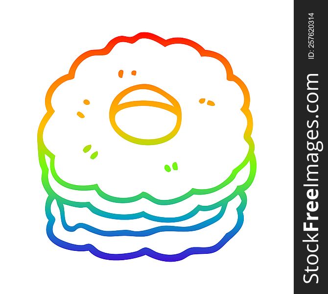 Rainbow Gradient Line Drawing Cartoon Jammy Biscuit
