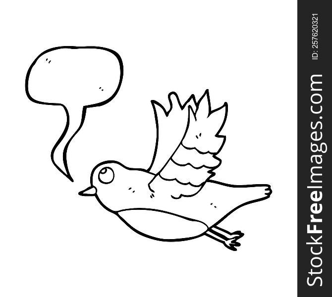 Speech Bubble Cartoon Bird Flying