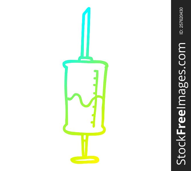 cold gradient line drawing cartoon vaccine injection