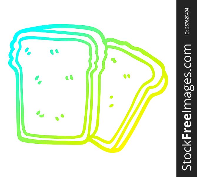 cold gradient line drawing of a cartoon slices of bread