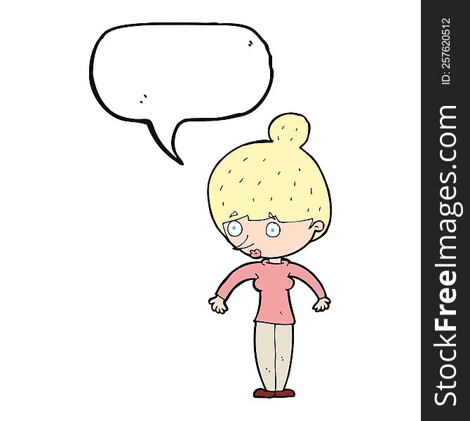 Cartoon Woman Staring With Speech Bubble