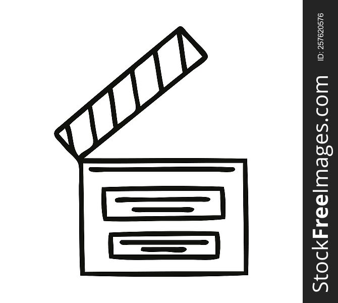 line drawing cartoon of a film clapper board