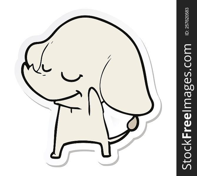 Sticker Of A Cartoon Smiling Elephant