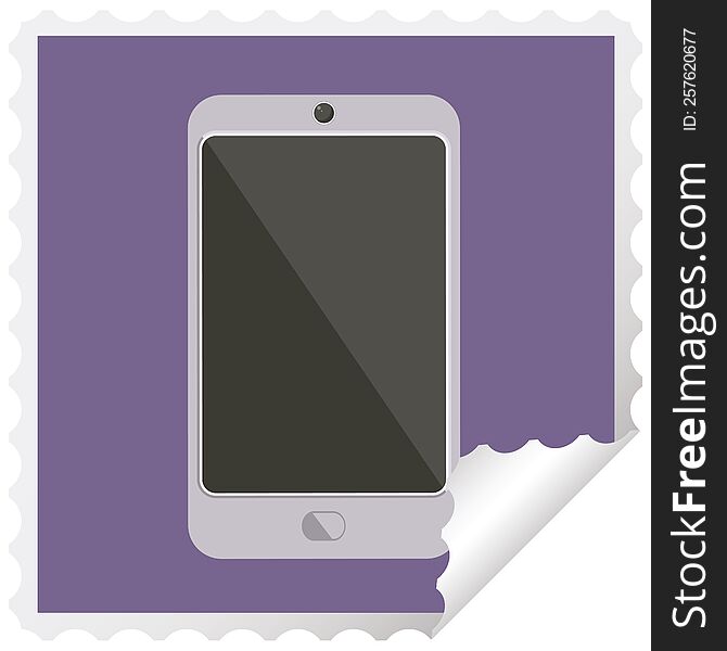 cell phone graphic square sticker stamp. cell phone graphic square sticker stamp