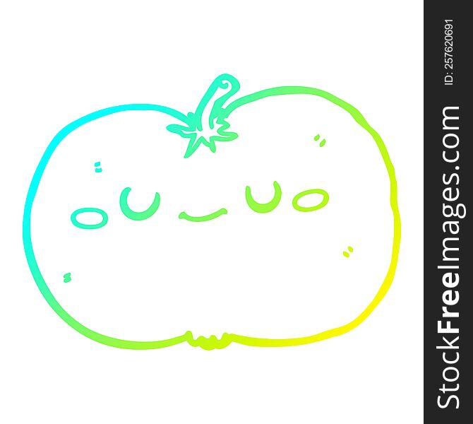cold gradient line drawing of a cartoon apple