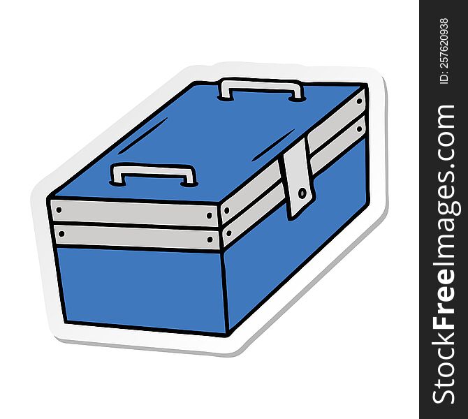 Sticker Cartoon Doodle Of A Metal Tool Box