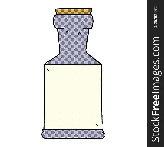 comic book style quirky cartoon potion bottle. comic book style quirky cartoon potion bottle